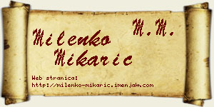 Milenko Mikarić vizit kartica